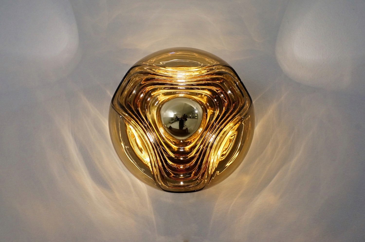 Pair glass sculptural wall lights by Putzler, 1970`s ca, German in